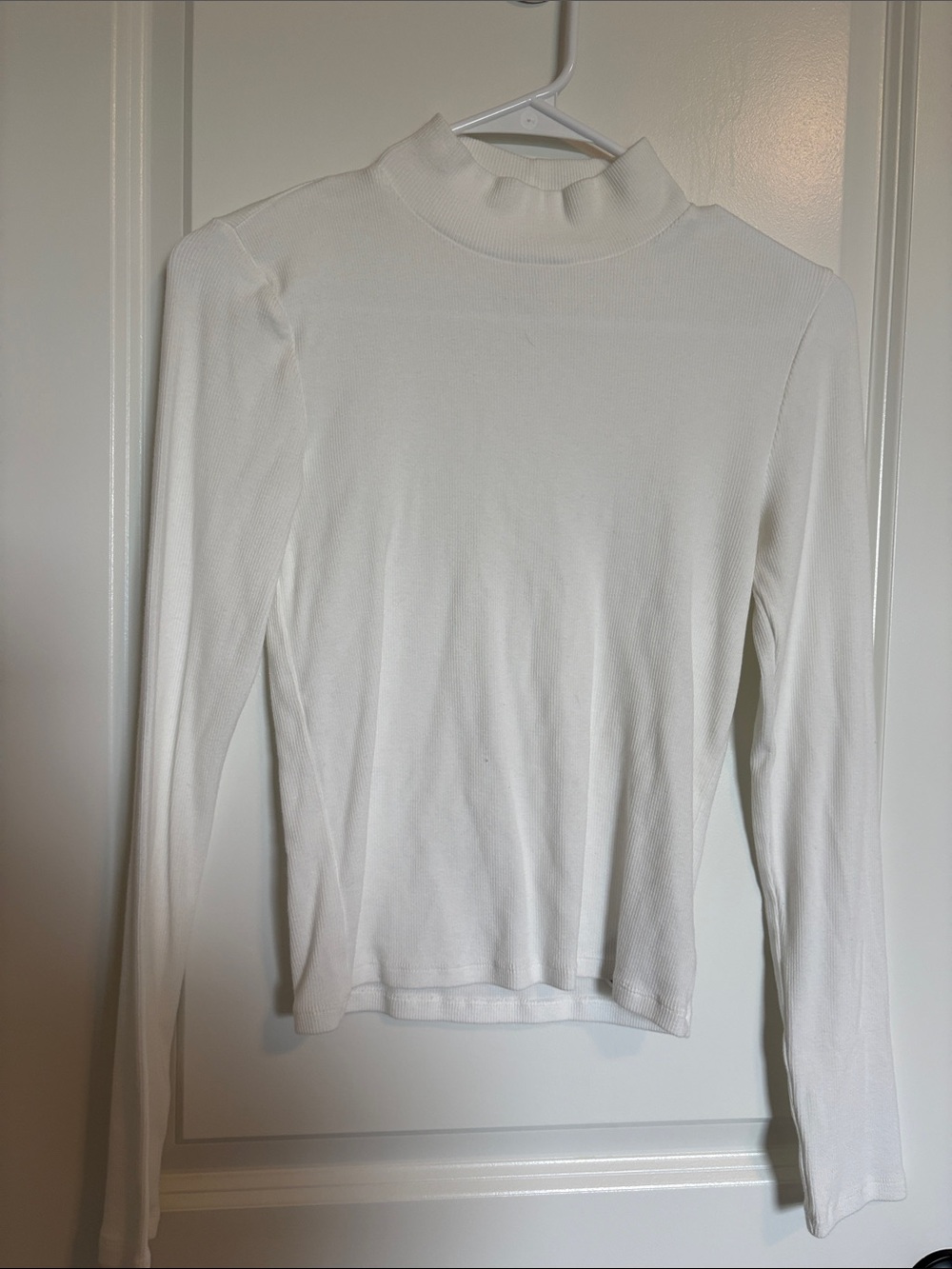 GAP White Ribbed Mock Neck Long Sleeve Sweater